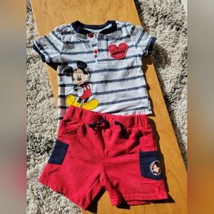 6-9 months Disney Mickey mouse shorts set